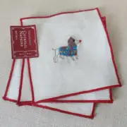 set of 4 World Market COCKTAIL NAPKINS embroidered martini bar DACHSHUND dog