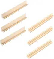 MOLUCKFU 6Pcs Wooden Domino Holders Reusable Domino Trays Display Racks DIY Wooden Base for Games Craft Decoration for Home Learning Activities