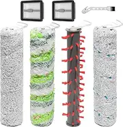 [KiimSin] Brush Roll for Bissell CrossWave X7 Plus Cordless Pet, X7 Pro Pet 2955N,3479N,3011,3055, 3277,3279,3276A Wet and Dry Vacuum Cleaner Replacement Parts, 4 Brush Rollers + 2 HEPA Filters