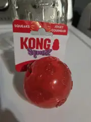 KONG Squezz Ball with squeaker, bounce fetch dog toy NEW Size med,