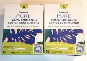 Lot (2) Boxes TAMPAX Pure Tampons Regular Absorbency Unscented 16 Count 32 Total