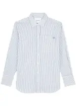 Frame The Oversized Striped Cotton-poplin Shirt - Blue And White - S S