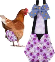 Pet Chicken Diapers Duck Diapers For Pet Ducks, Reusable Goose Clothes Washable Pet Diapers With Bow Tie For Poultry Duckling Diaper Purple M