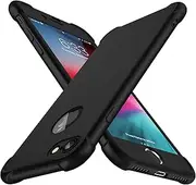 ORETECH Designed for iPhone 8 Case, iPhone 7 Case, with[2 x Tempered Glass Screen Protector] 360° Full Body Shockproof Protection Cover Hard PC Soft Rubber Silicone for iPhone 7/8-4.7''- Black