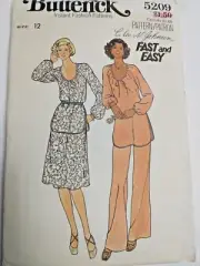 Top Tunic Skirt Pants 12 Butterick 5209 Sewing Pattern VTG 80s Easy Fast Loose
