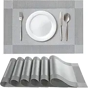 PVC Placemat Washable Vinyl Plastic Woven Table Mats Heat Resistant Non-Slip Placemats for Dining Table Protection