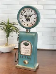 Clock Antique Clock Tin Gas Pump Table Blue Interior Decoration Miscellaneous G