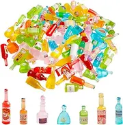 100PCS Miniature Decor Drink Bottle Dessert Pastry Food Cake Topper Miniature Bottles Wine Bottles Mini House Decoration, 1:12 Scale