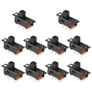10Pcs High Knob 6 Pin 3 Position DPDT Panel Slide Switch 0.5A 50V DC K9P69611