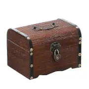 Wooden Treasure Chest Piggy Bank, Retro Handmade Solid Wood Safe Money Bank With Lock And Keys, 1pc
