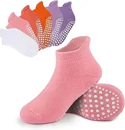 [Mowenti] Stopper Socks Children's ABS Baby Socks Non-Slip Socks 6 Pairs Boys Girls Toddler Crawling Socks Short, Colorful_2, 1-3 Years