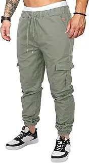 [OUTSON] Mens Fashion Joggers Sports Pants Casual Cotton Cargo Pants Gym Sweatpants Trousers Mens Long Pant