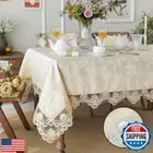 SUTAVIA Lace Tablecloth Jacquard Waterproof Fabric Farmhouse Rectangular Tabl