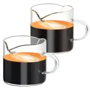Espresso Cups Set of 2 Unique Espresso Shot Glass 4oz Double Spouts Cups Clas...