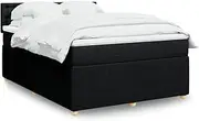 vidaXL Box Spring Bed with Pocket Mattress/Topper - Double Fabric in Dark Grey - LED Lights - Bedroom Furniture