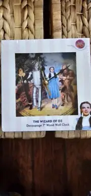 NEW IN BOX VANDOR WIZARD OF OZ 7" DECOUPAGE WOOD WALL CLOCK