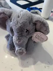 Precious Moments Tuk Elephant Plush 8" Stuffed Animal Sewn Eyes Gray Silky Soft