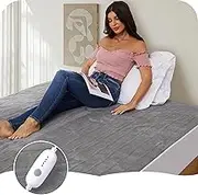 Heated Mattress Pad Twin Size 39"x75", 10 Hours Auto-Off, 5 Heating Levels, Warming Bed, Soft and Cozy Coral Fleece, Machine Washable, Grey