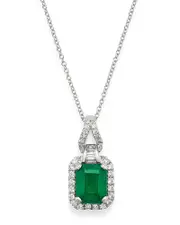 Bloomingdale's Fine Collection Emerald & Diamond Pendant Necklace in 14K White Gold, 18