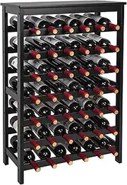 VASMIA 42 Bottles Bamboo Wine Rack,7-Tier Wine Rack Freestanding Floor with Table Top, Wine Storage Shelf for Kitchen Dining Room Bar,Black