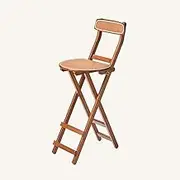 30in Folding Bar Stool, Portable Tall Foldable Bar Chair, Wooden Bar Stools Dining Chairs with Back for Home Kitchen Multifunctional(Teal,100cm/39in)
