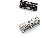 2 Pcs Ladies Floral Lipstick Case Holder with Mirror Organizer Bag for Purse Cosmetic Storage Kit Makeup Travel Cases