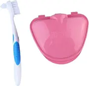 SAFIGLE Storage Case with Brush Durable Box with Strainer Easy to Use for Partial and Full Dentures for Elderly Care Convenient Cleaning