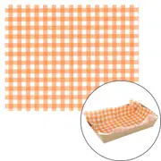 Orange Gingham Grease Proof Paper Plate / Tray Liners (8 Sheets)