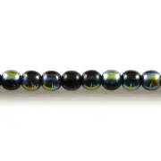 Jet Black AB - 50 6mm Round Czech Glass Pressed Druk Beads