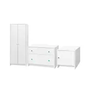 Kids Bedroom Furniture Cupboard Storage Wardobe Set Package - White