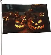 Lighting Pumpkin Lantern Flag 35x59 in Double Sided Printed Garden Flag Decorative Banner No Fade Yard Flag with Brass Grommets Hanging Photo Backdrop for Indoor Outdoor Party Home Decor