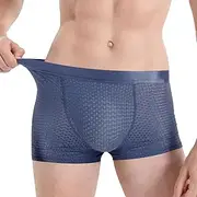 [Nkmujil] Ice Silk Men's Underwear - Breathable Padded Mens Boxer Briefs | Mens Underwear, Sexy Boxers for Men, Elastic Silk Boxers for Men Dark Blue