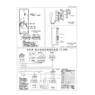 YUS俞式牌室內機CT-390D（搭配CD-04ACS門口機）代替CT-390FS CT-390DS CR-02FC