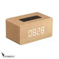 在飛比找momo購物網優惠-【Youngfly】Youngfly 文青時鐘鬧鐘木紋無線藍