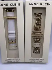Anne Klein Bryant Park Collection Ladies Apple Watch Band Set, Gold/White