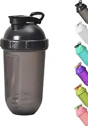 17oz Protein Shaker Bottle Blender, Best Shaker Cup for Protein Mixes - Hidden Carrying Handle, Classic Loop Top & Wire Whisk Ball - Workout Sport Water Bottle for Indoor and Outdoor (Black)
