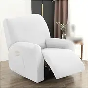 [HAVHAV] 4 Pieces Waterproof Recliner Sofa Cover Compatible with Living Room Elastic Reclining Chair Cover Protection Lazy Boy Relax Armchair Cover (Color : White)