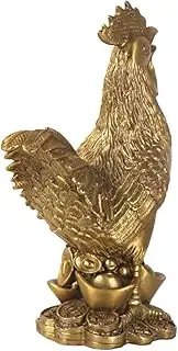 Yardenfun Creative Brass Chicken Decoration Retro Rooster Figurine for Home Desktop Decor Unique Animal Sculpture for Office and Living Room Vintage Style Ornament