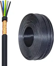 5/6-Core (0.5, 0.75, 1 Mm²) Pure Copper RVVP Shielded Flexible Cable PVC Insulation Black – EMI-Protected, Flame-Retardant Outdoor and Industrial Signal Control Wire(32ft,6c-0.5mm2)
