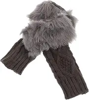[BESTYASH] Wool Sleeves Coat Detachable Black Gloves with Fur Detachable Wrist Hand Sleeves for Sweater Faux Fur for Arms Sweater Wrist Dark Grey Acrylic