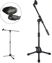 Microphone Stand Floor Microphone Arm Tripod Swing Mic Arm Retractable Metal Mic Stand Boom Arm Desk Tripod for Stage Performance Live Podium Microphone Clip Mic Bracket Desktop Microphone