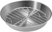 1Set Stainless Steel BBQ Plate with Mesh Rack Multi Purpose Roasting Pan for Grilling Baking Food Display Durable Easy to Clean Cooking Tray for Outdoor Picnics