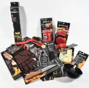 18 BBQ Grill Set Basting Brush Steak Knife Skewer Burger Press Glove Thermometer