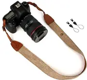 [WANBY] Camera Canvas Neck Shoulder Camera Strap with Quick Release Buckles Vintage Print Soft Colorful Camera Straps for Women Men All DSLR SLR Cameras (Brown)