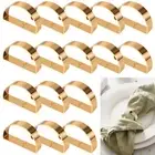 16Pcs Gold Napkin Rings Iron Napkin Ring Holder Semi-Circular Table Napkin ▣