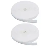 2x 15FT White Roll Self Attaching Hook & Loop Reusable Cable Tie Fastening Tape