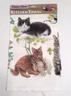 Fiddler's Elbow Mixed Cats Silk Screen Cotton Pique Kitchen Towel 22"x32" NEW
