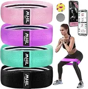 MhIL 5 Resistance Bands - Best Exercise Bands for Women and Men - Thick Elastic Fabric Workout Bands for Working Out Legs, Butt, Glute- Stretch Fitness Booty Loops Bands for Gym, Weights & Squats