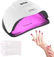 180W UV LED Nail Lamp for Gel Nails, Protable Professional Fast Curing Light with 45 LEDs, Auto Sensor, LCD Display 4 Timer Settings, Includes UV Protection Gloves, Nail Dryer for Home Salon Nail Art Tools (Red light)