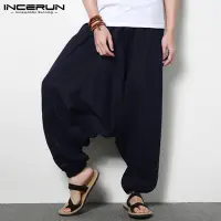 在飛比找蝦皮商城精選優惠-Incerun Streetwear 哈倫褲男士嘻哈吊襠棉質